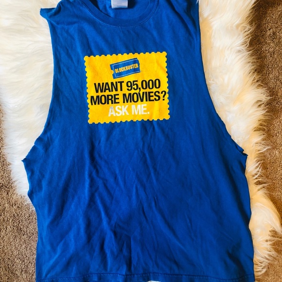 Other - Vintage Blockbuster staff movies blue muscle tank
